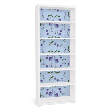 Adhesive film for furniture IKEA - Billy bookcase - Mille Fleurs pattern Design Blue