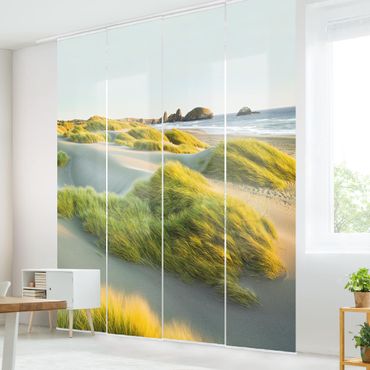 Sliding panel curtains set - Dunes And Grasses At The Sea