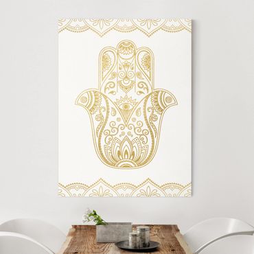 Print on canvas - Hamsa Hand Illustration White Gold