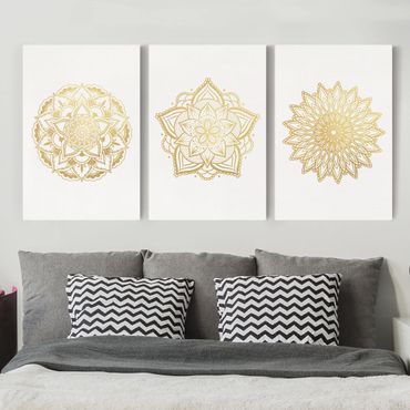 Print on canvas - Mandala Flower Sun Illustration Set Gold
