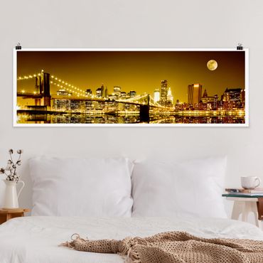 Panoramic poster architecture & skyline - Golden New York