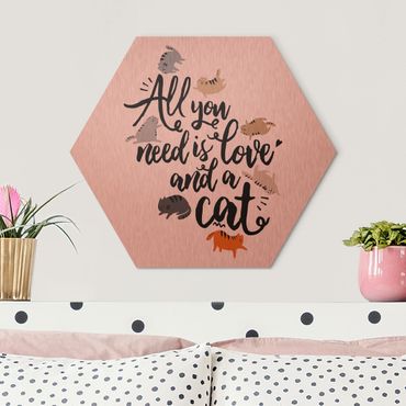 Alu-Dibond hexagon - All You Need Is Love And A Cat