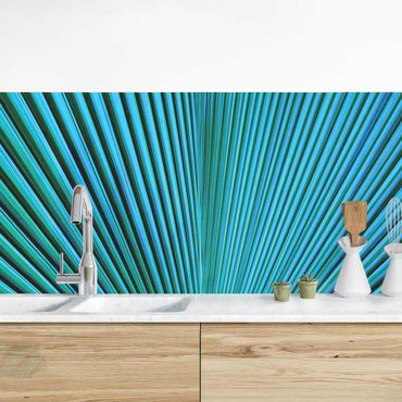 Kitchen wall cladding - Tropical Plants Palm Leaf In Turquoise II