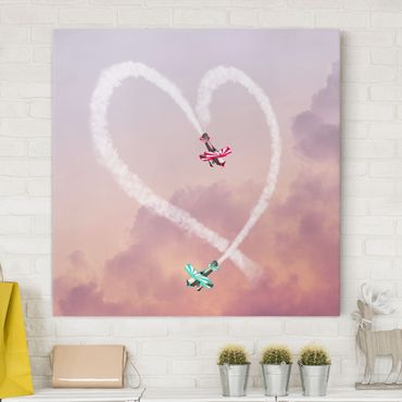 Print on canvas - Heart With Airplanes