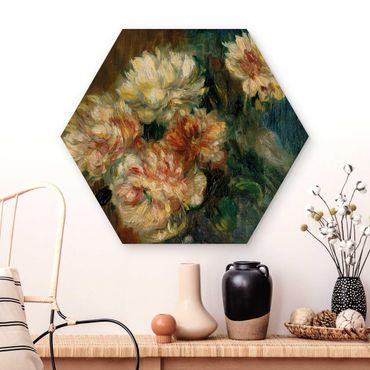 Wooden hexagon - Auguste Renoir - Vase of Peonies