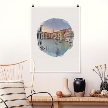 Poster - WaterColours - Grand Canal View From The Rialto Bridge Venice