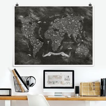 Poster - Chalk Typography World Map