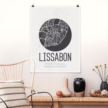 Poster city, country & world maps - Lisbon City Map - Retro