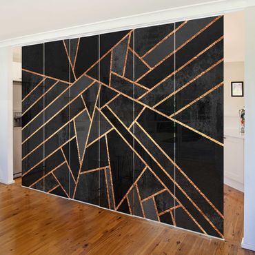 Sliding panel curtain - Black Triangles Gold