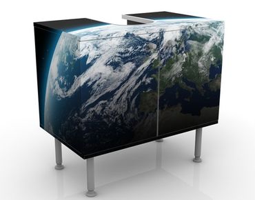 Wash basin cabinet design - Illuminated Planet Earth