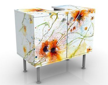 Wash basin cabinet design - Painted Flowers