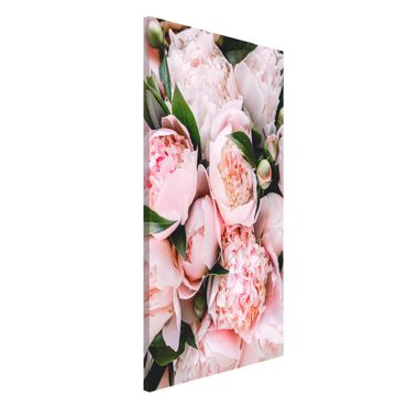 Magnetic memo board - Pink Peonies With Leaves