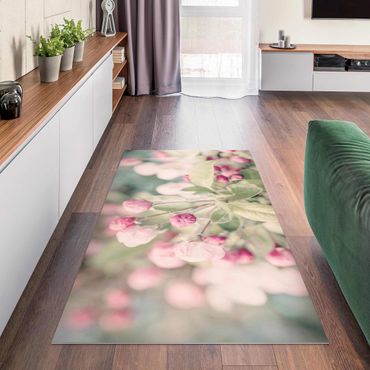 Vinyl Floor Mat - Apple Blossom Bokeh Light Pink - Landscape Format 2:1