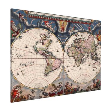 Magnetic memo board - Historic World Map Nova Et Accuratissima Of 1664