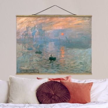 Fabric print with poster hangers - Claude Monet - Impression (Sunrise)