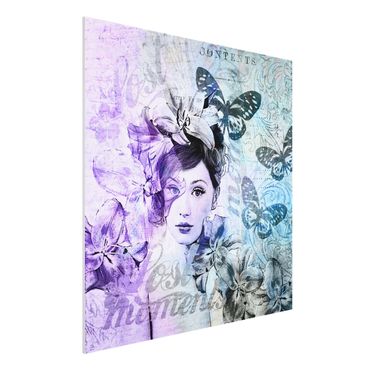 Print on forex - Shabby Chic Collage - Portrait With Butterflies