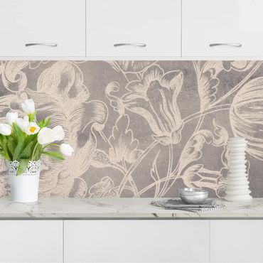 Kitchen wall cladding - Withered Flower Ornament I