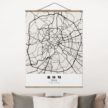 Fabric print with poster hangers - Rome City Map - Classical