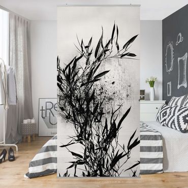 Room divider - Graphical Plant World - Black Bamboo