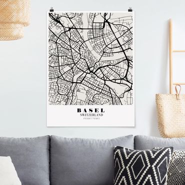 Poster city, country & world maps - Basel City Map - Classic