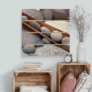 Print on wood - Still Life With Grey Stones