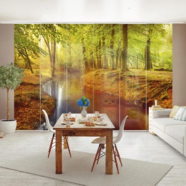 Sliding panel curtains set - Autumn Forest