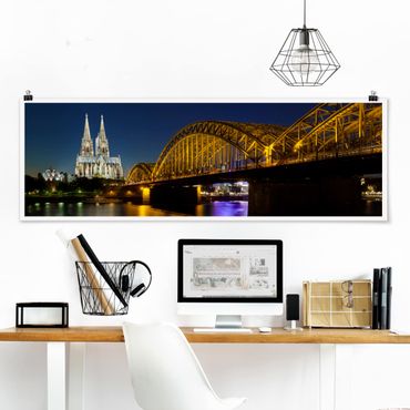 Panoramic poster architecture & skyline - Cologne At Night