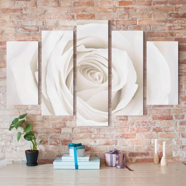 Print on canvas 5 parts - Pretty White Rose