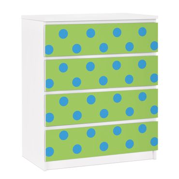 Adhesive film for furniture IKEA - Malm chest of 4x drawers - No.DS92 Dot Design Girly Green
