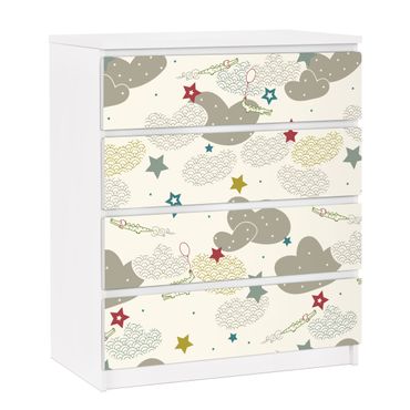 Adhesive film for furniture IKEA - Malm chest of 4x drawers - Sky Crocodiles