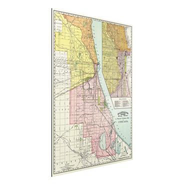 Print on aluminium - Vintage Map Chicago