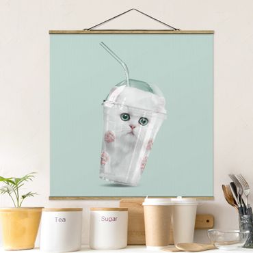 Fabric print with poster hangers - Shake With Cat