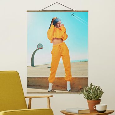 Fabric print with poster hangers - Girl With Sweatpants