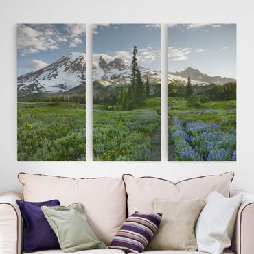 Print on canvas 3 parts - Mountain View Meadow Path