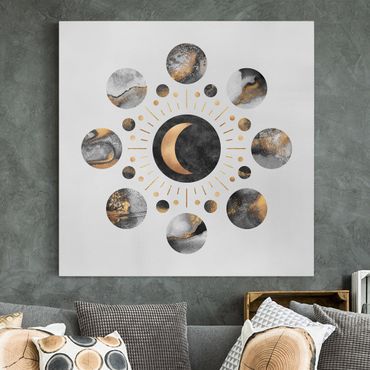 Canvas print - Moon Phases Abstract Gold