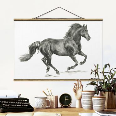 Fabric print with poster hangers - Wild Horse Trial - Stallion