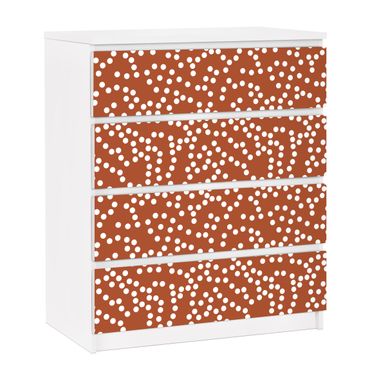 Adhesive film for furniture IKEA - Malm chest of 4x drawers - Aboriginal Dot Pattern Brown