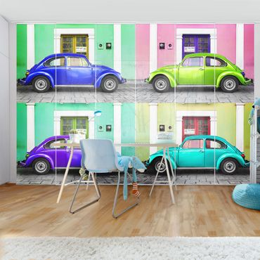Sliding panel curtains set - Coloured Beetles