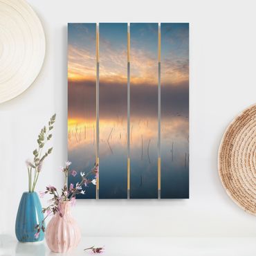 Print on wood - Sunrise Swedish Lake