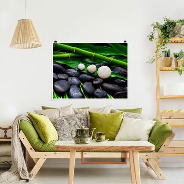 Poster - Green Bamboo With Zen Stones