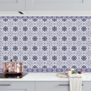 Kitchen wall cladding - Geometrical Tile Mix Cross Purple