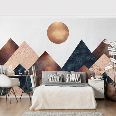 Wallpaper - Geometric Mountains Bronze