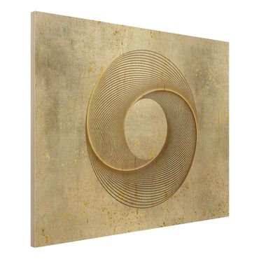 Print on wood - Line Art Circling Spirale Gold