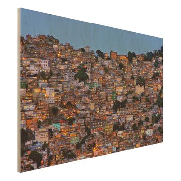 Wood print - Rio De Janeiro Favela Sunset