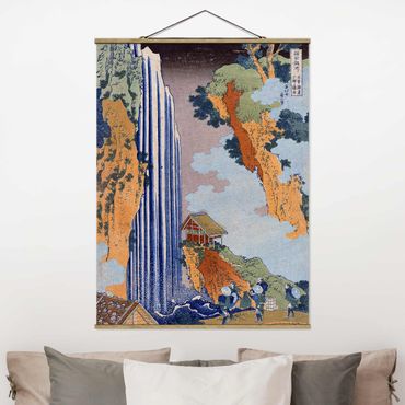 Fabric print with poster hangers - Katsushika Hokusai - Ono Waterfall on the Kisokaidô