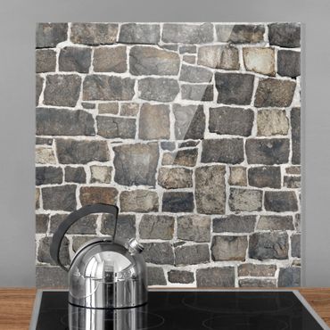 Glass Splashback - Crushed Stone Wallpaper Stone Wall - Square 1:1