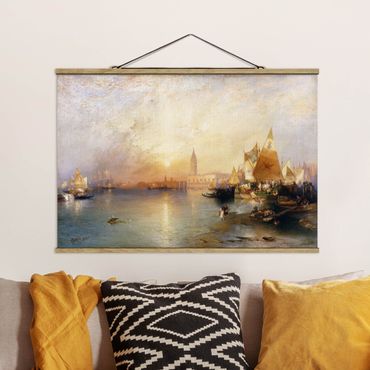 Fabric print with poster hangers - Thomas Moran - Sunset Venice