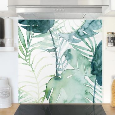 Glass Splashback - Palm Fronds In Water Color II - Square 1:1