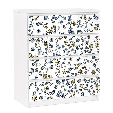Adhesive film for furniture IKEA - Malm chest of 4x drawers - Flower Garden