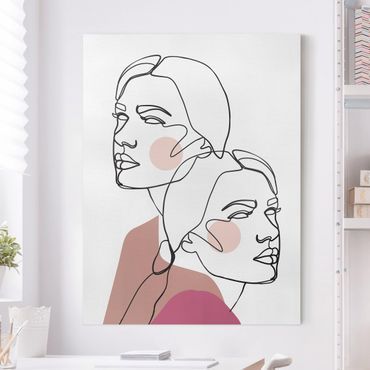 Canvas print - Line Art Women Portrait Cheeks Pink